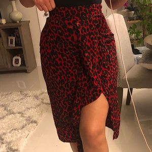 Zara Skirt - Red Cheetah Print - High Waist